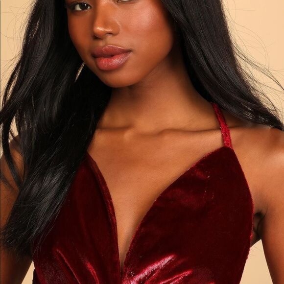 LULUS  Wine Red Velvet Sleeveless Mini Dress - S - Picture 8 of 11